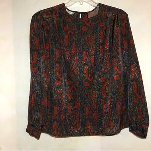 Vintage Eva Laurel Paisley Blouse, size 26.